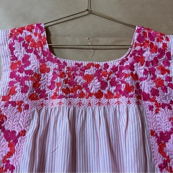 J.Marie | NWT The Lilian Top Embroidered Popover Blouse Cap Sleeve Pink Size XS - Picture 10 of 12